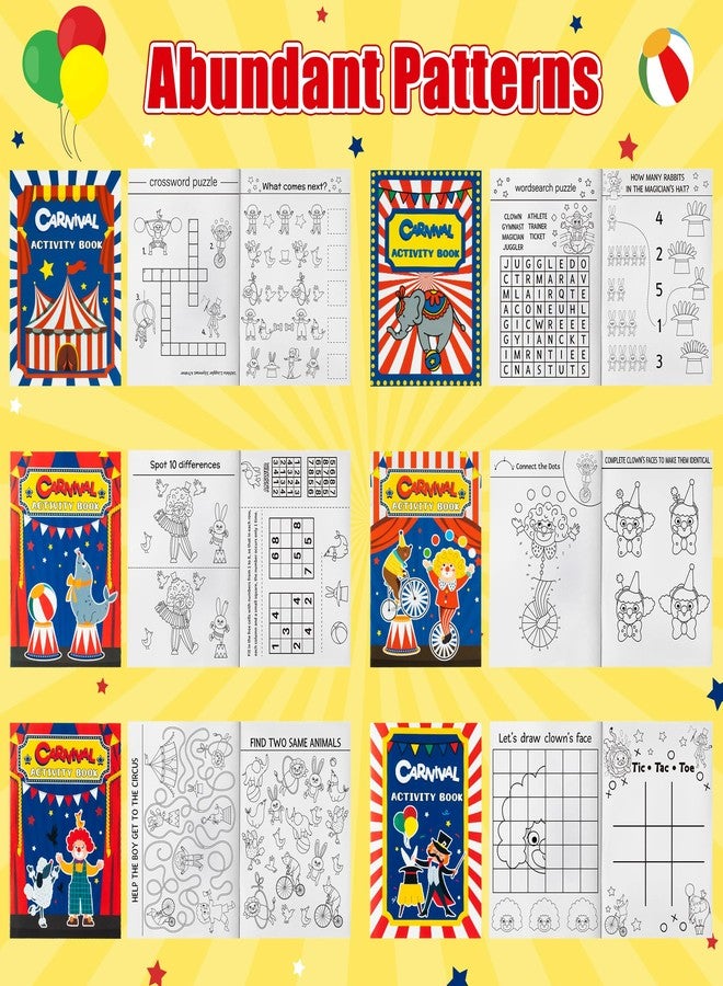 JAPBOR Carnival Activity Coloring Books - 24PCS Mini Circus Carnivals Activities Color Books Bulk for Kids Party Favors, Showman Themed Small Colouring Pages for Birthday Class Drawing Painting Game - Image 3